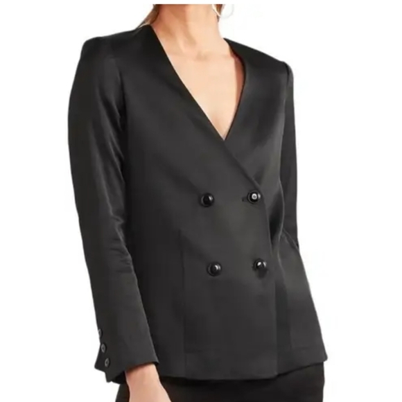Frame Women's Black Double-Breasted Blazer Size 2 - Picture 1 of 12